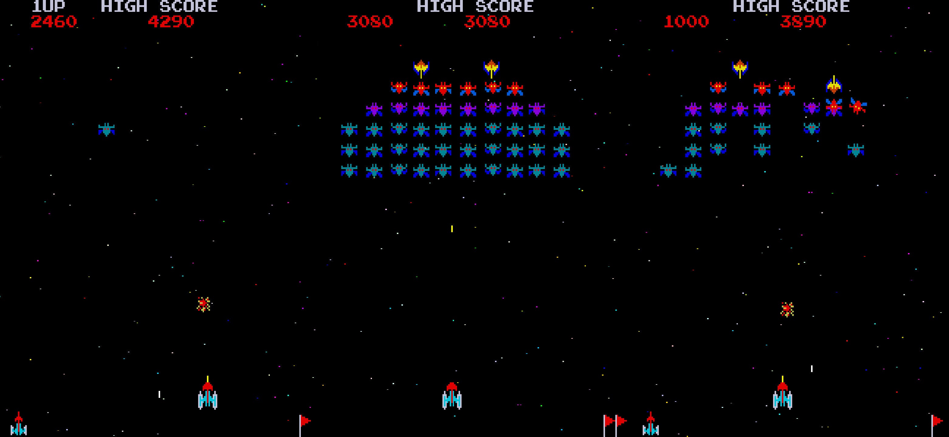 レトロゲーム スクランブル Scramble ギャラクシアンGalaxian Galaxian - Famicom Gameplay (ギャラクシアン) - YouTube